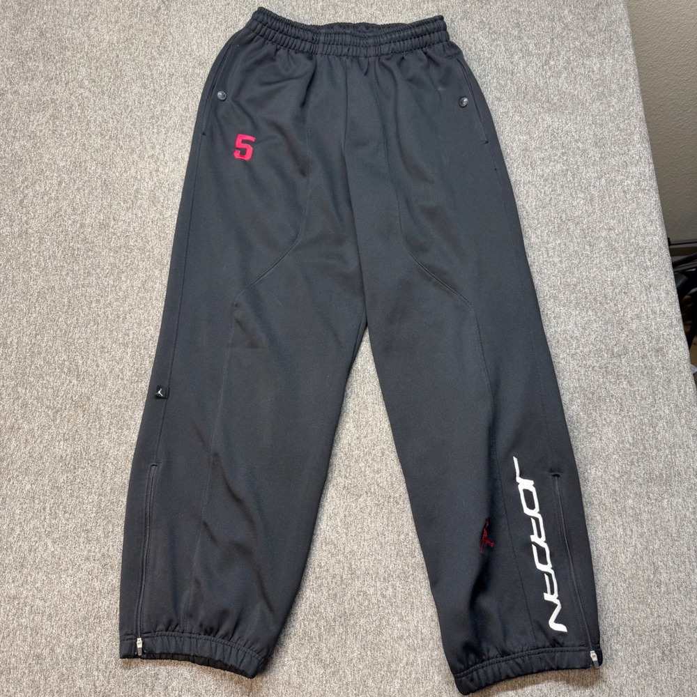 Nike Air Jordan 5 Retro Legacy Nylon Track Pants Black Red 5 Super Clean Med